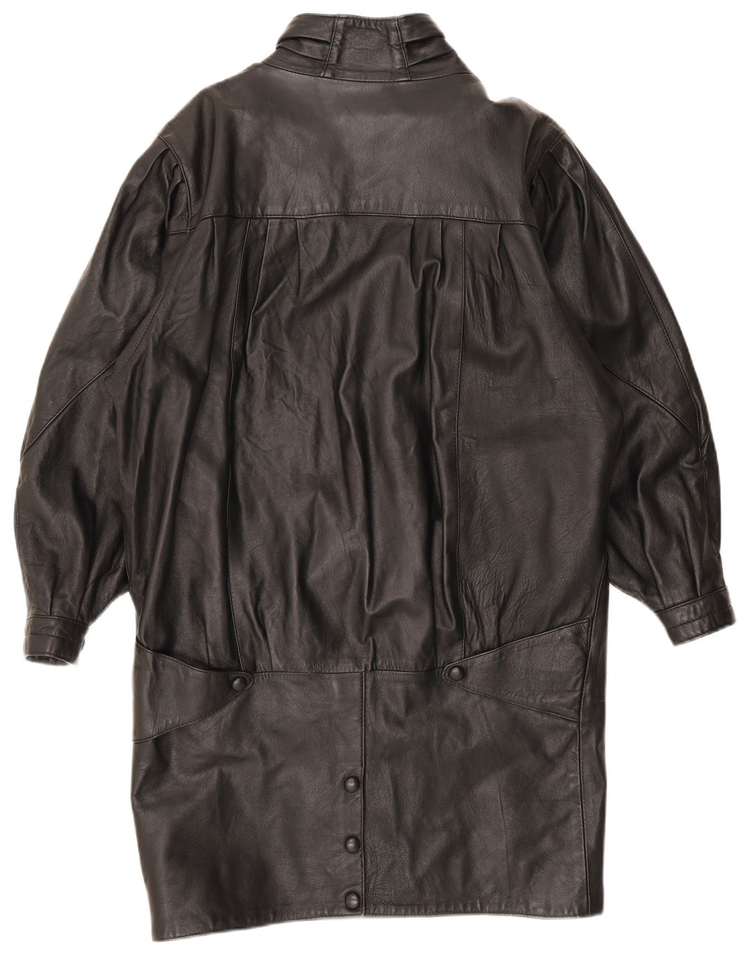 Palton supradimensionat din piele vintage pentru femei UK 10 mic negru