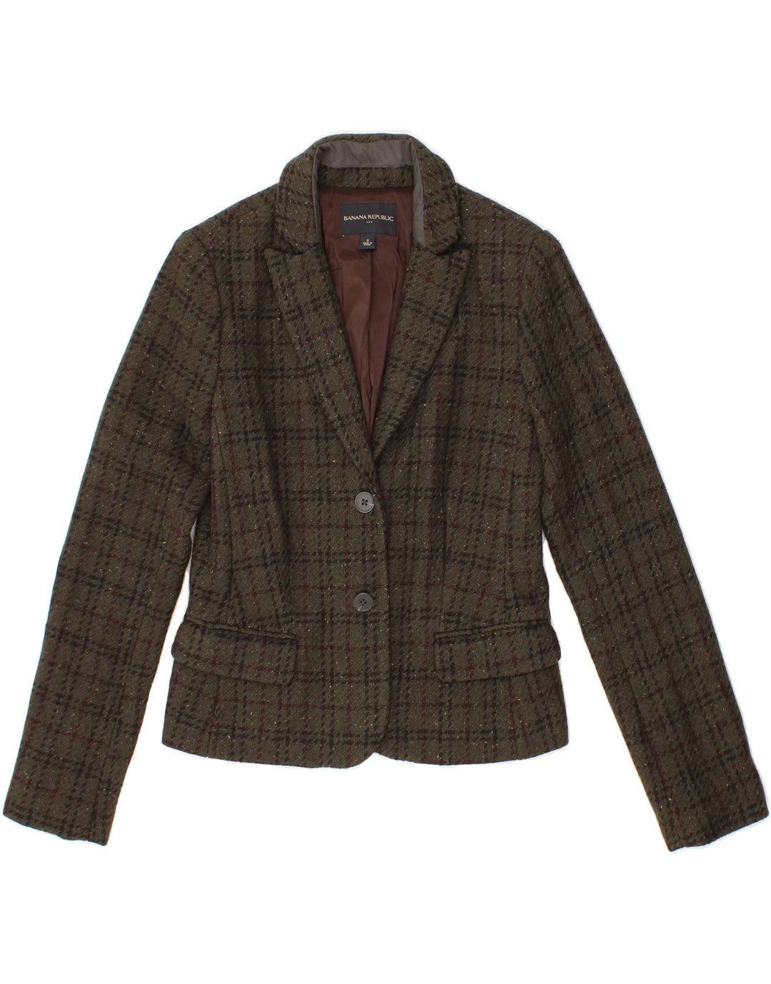 BANANA REPUBLIC Womens 2 Button Blazer Jacket US 0 XS Khaki Check Vintage Banana Republic and Second-Hand Banana Republic from Messina Hembry 