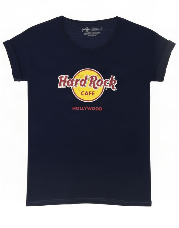 Tricou cu grafică Hollywood pentru femei Hard Rock Cafe Top UK 14 Medium Bleumarin