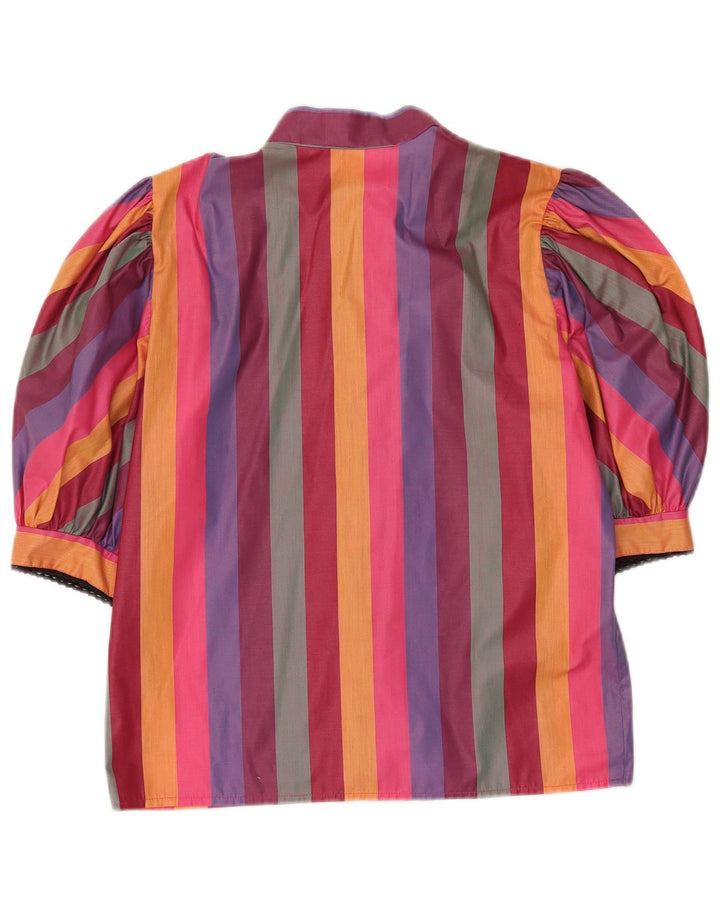Bluză cămașă vintage cu mânecă scurtă pentru femei EU 38 Mediu, multicolore, în dungi