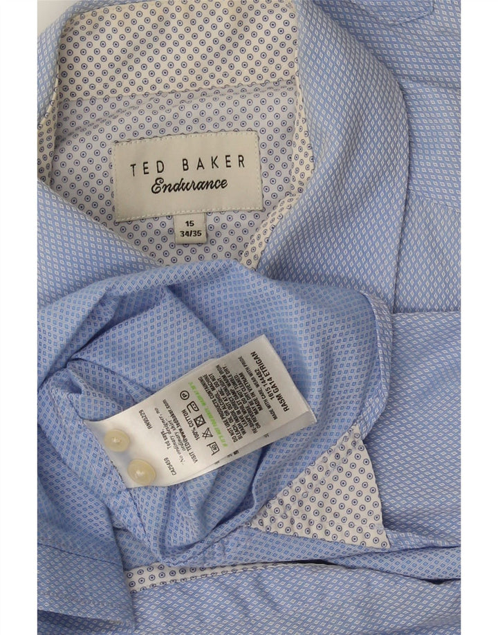 Cămașă pentru bărbați Ted Baker Mărimea 15 Bumbac geometric albastru mediu