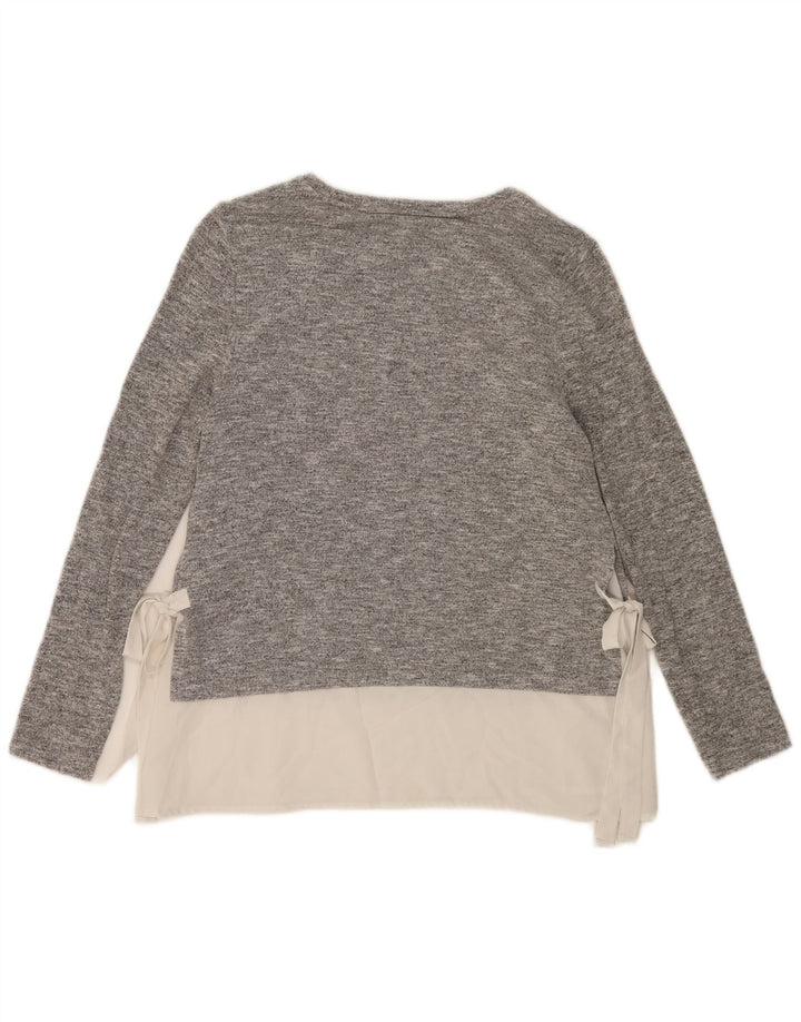 Oasis Top pentru femei cu mânecă lungă UK 12 Medium Grey Flecked Viscose