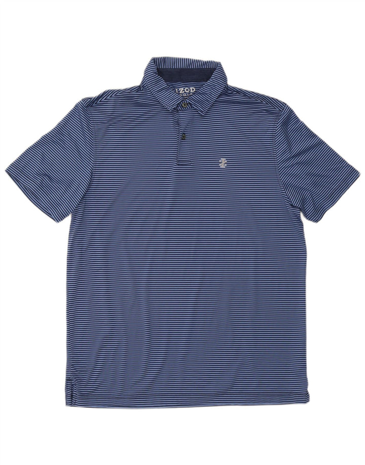 Tricou polo Izod pentru bărbați, poliester cu dungi albastre medii