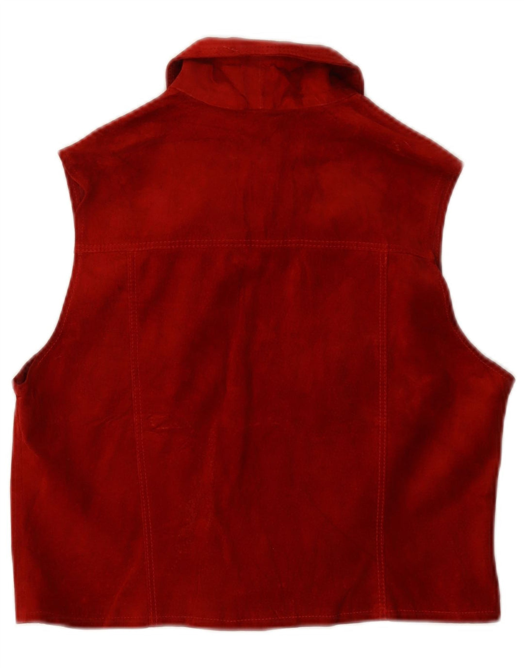 Gilet vintage pentru femei din piele intoarsa UK 14 mare, rosie