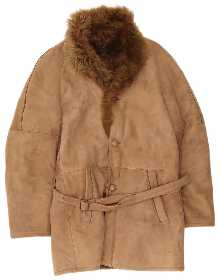 Pardesiu din shearling pentru bărbați vintage IT 46 Bej mic