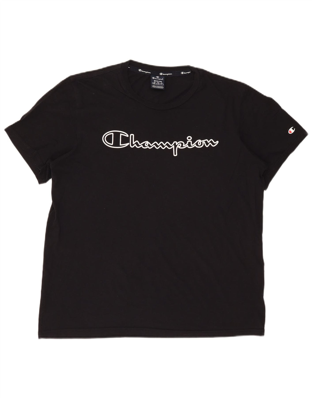 Tricou grafic Champion pentru bărbați Top mediu din bumbac negru