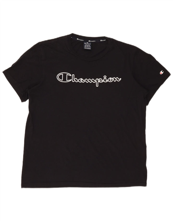 Tricou grafic Champion pentru bărbați Top mediu din bumbac negru