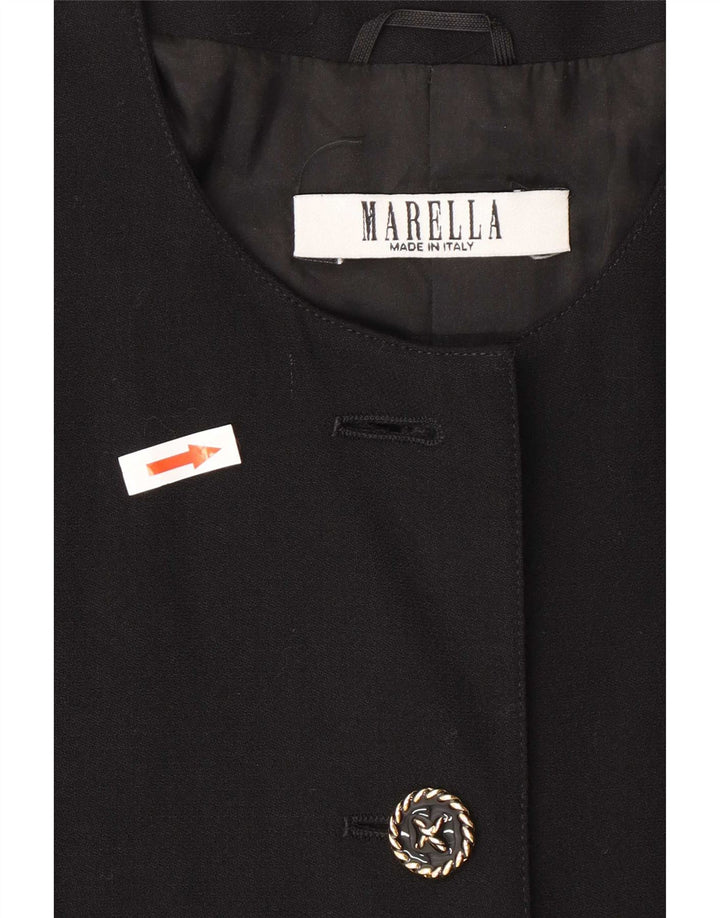 Jachetă Blazer pentru femei Marella cu 4 nasturi UK 12 Medium Negru Lână nouă
