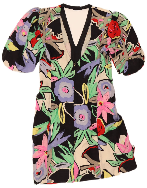 Rochie schimbătoare pentru femei Frank Usher UK 14 Medium Black Floral Acetat