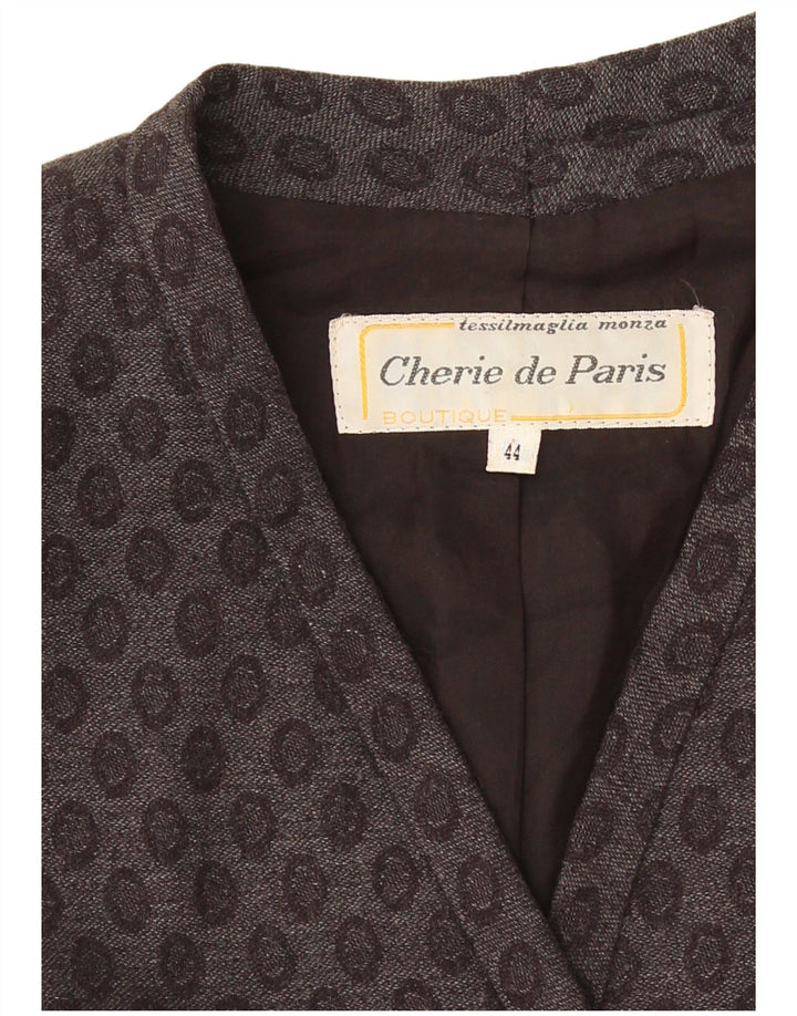 Blazer Vintage pentru femei cu mâneci 3/4 IT 44 Medium Gri Geometric