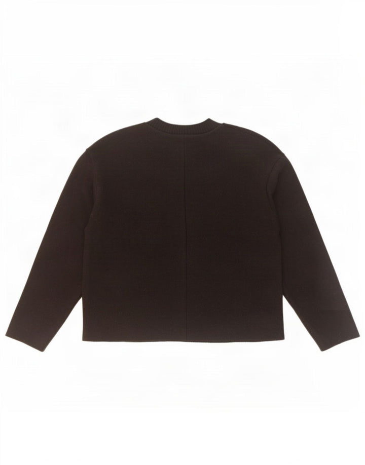 Pulover supradimensionat pentru femei Zara, cu gât crew, UK 10, poliester negru mic