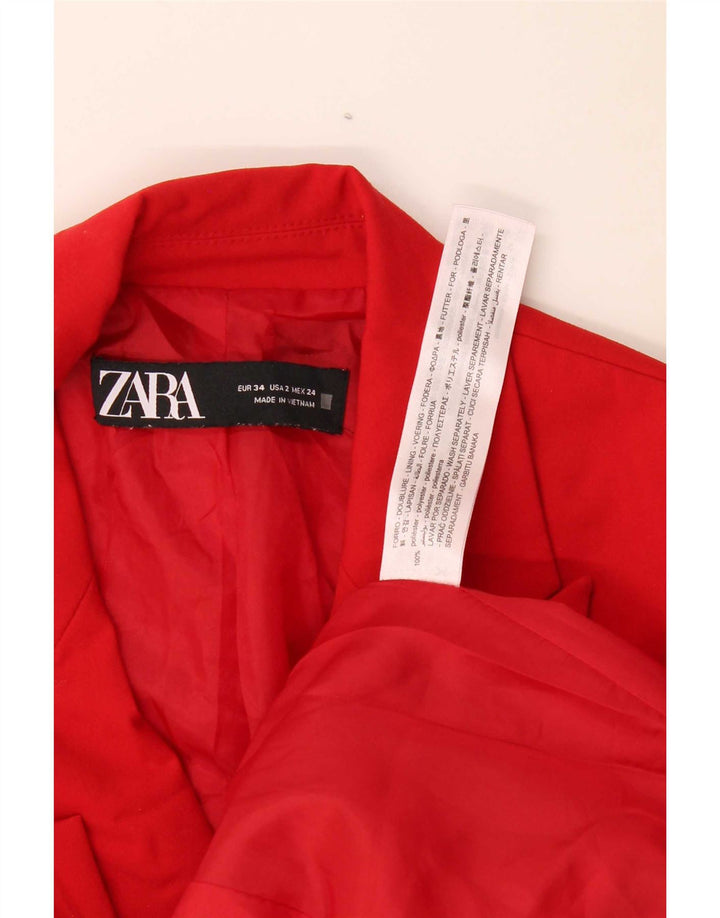 Blazer supradimensionat pentru femei Zara cu 1 nasture EU 34 2XS Poliester roșu