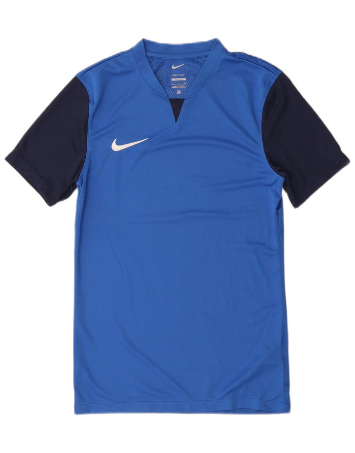 Tricou pentru bărbați Nike Dri Fit Slim Fit Top mic, albastru, poliester color bloc