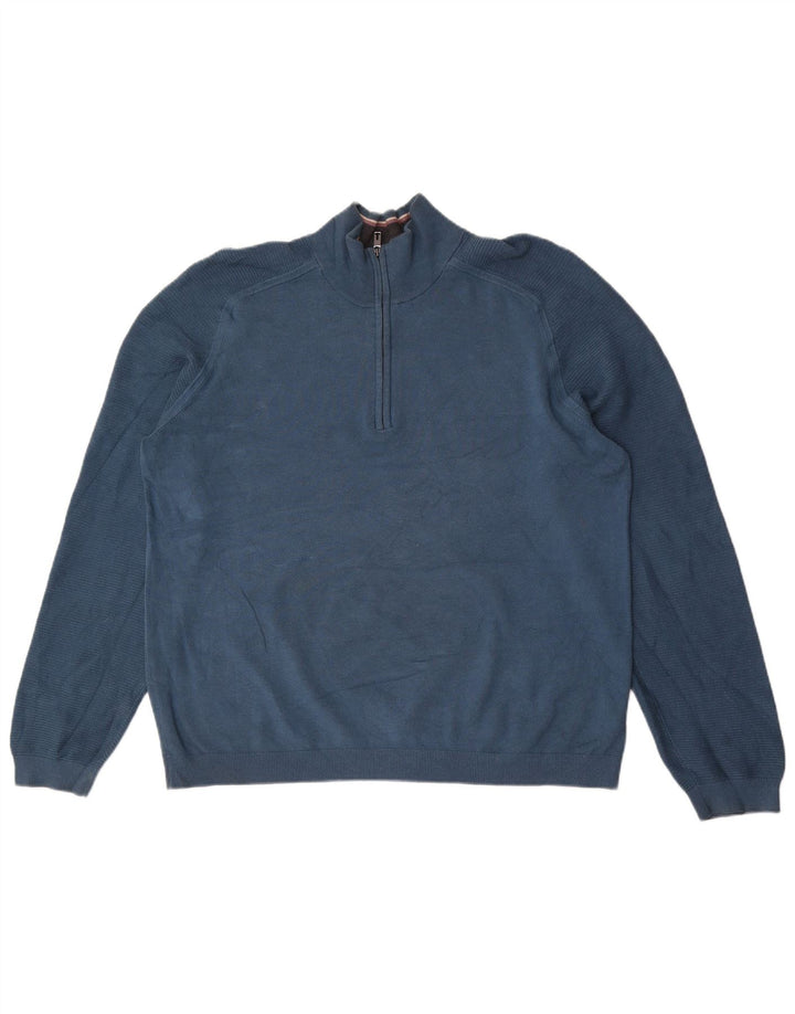 Pulover pentru bărbați Ted Baker, cu fermoar, cu gât, mărimea 6 2XL, viscoză albastră