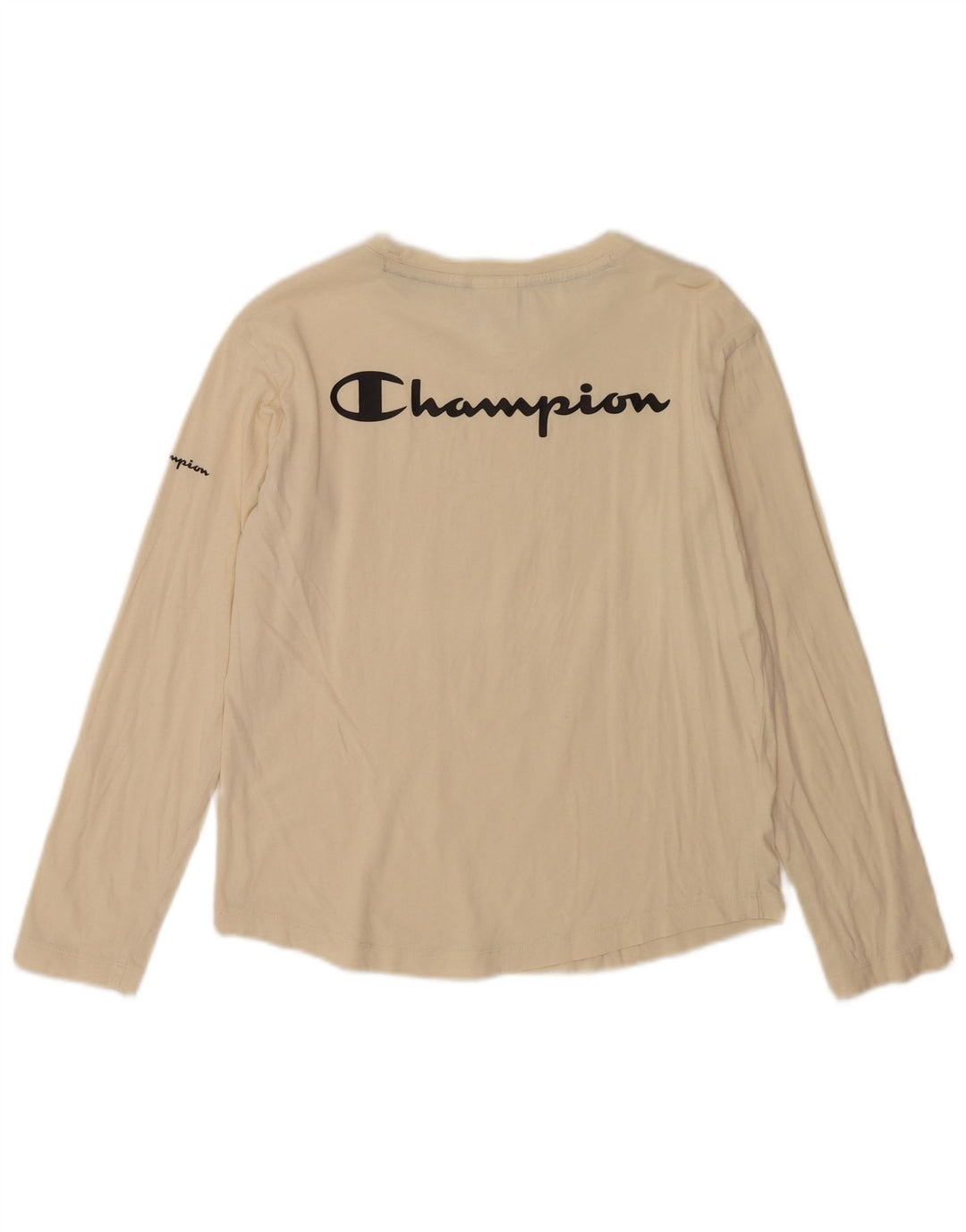 Top cu grafic pentru femei Champion cu mânecă lungă UK 10 Small Off White