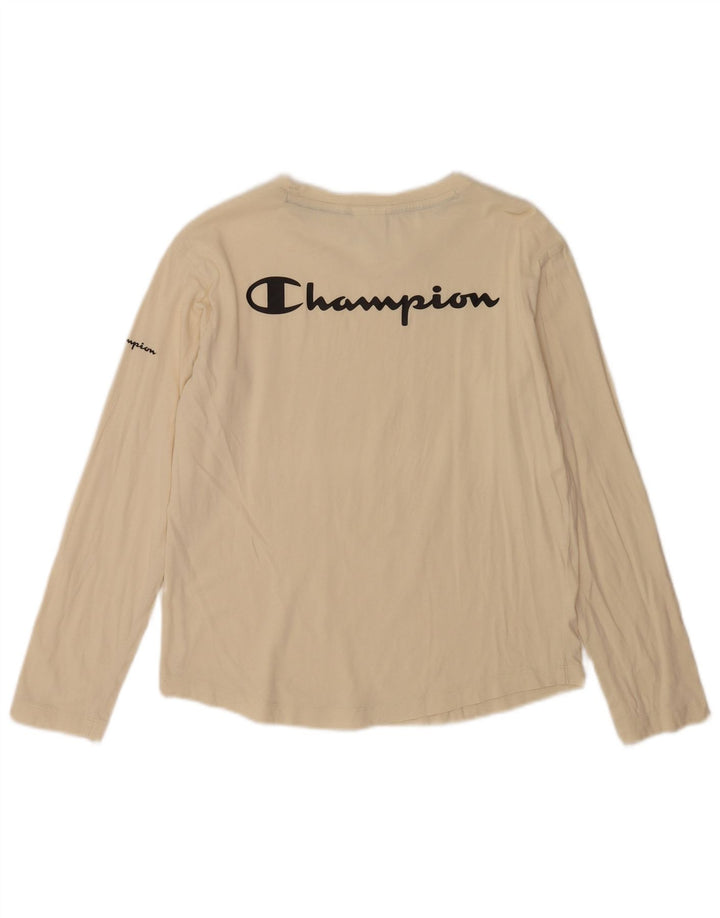 Top cu grafic pentru femei Champion cu mânecă lungă UK 10 Small Off White