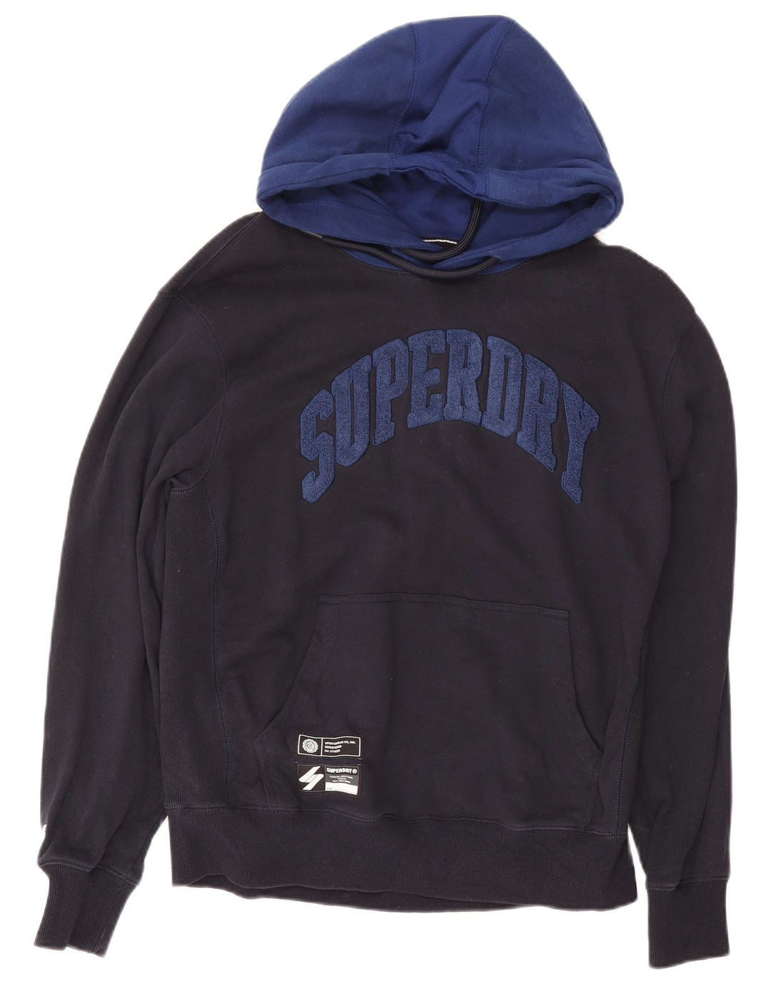 Pulover cu glugă grafic Superdry pentru bărbați XL, bumbac, albastru bleumarin
