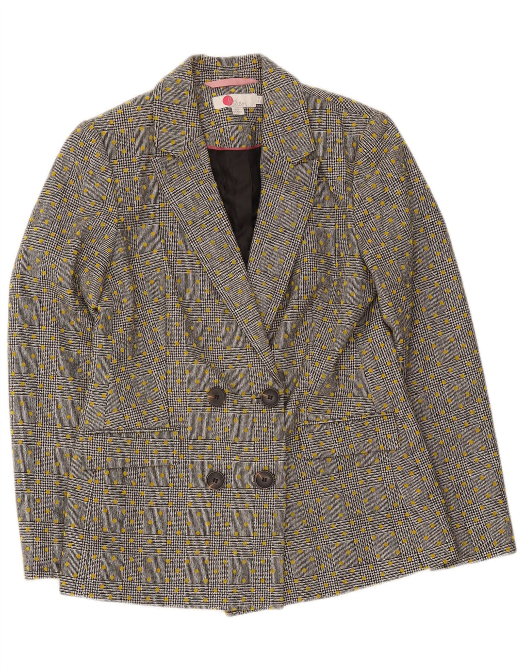 Boden Womens Double Breasted Blazer Jacket UK 10 Small Grey Spotted Wool