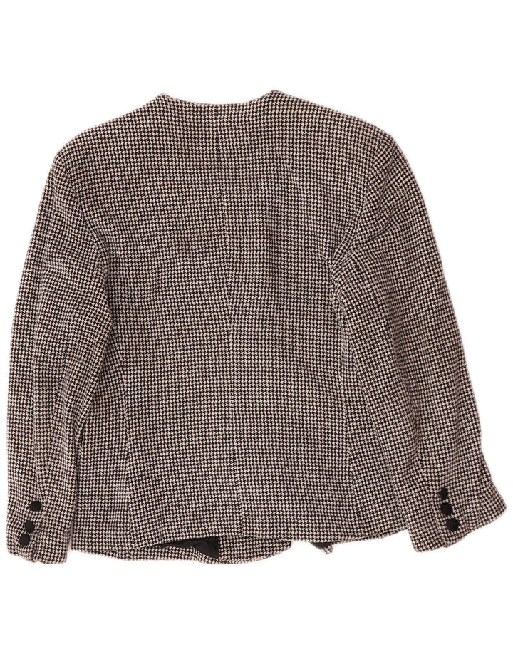 Jachetă vintage pentru femei cu piept dublu, UK 14, picior de găin mediu negru