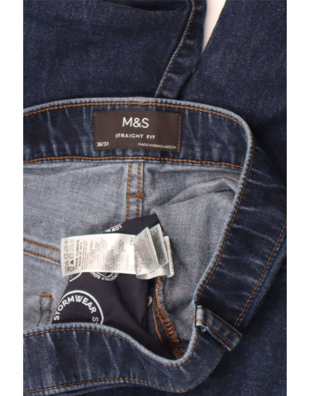 Blugi drepti pentru bărbați Marks & Spencer W36 L28 Bumbac bleumarin