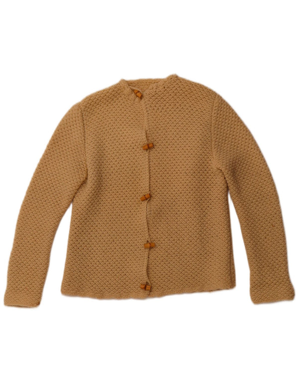 Pulover cardigan pentru femei VINTAGE UK 12 Medium Beige Lambswool