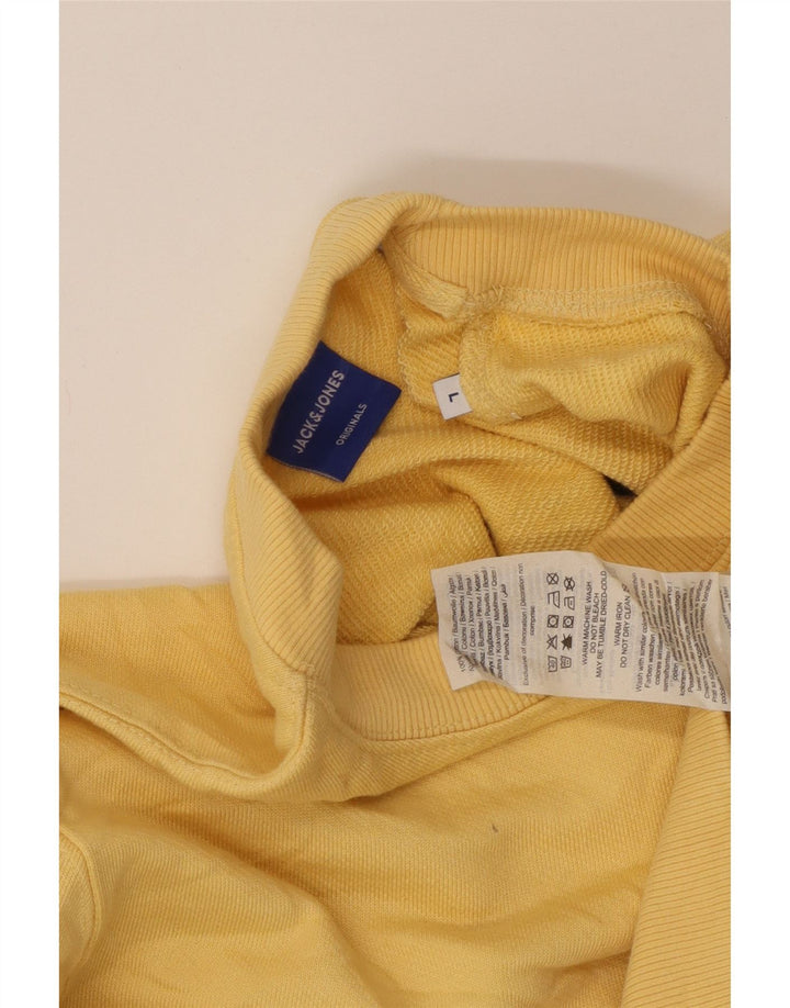 Jack & Jones Pulover grafic pentru bărbați, bumbac mare, galben