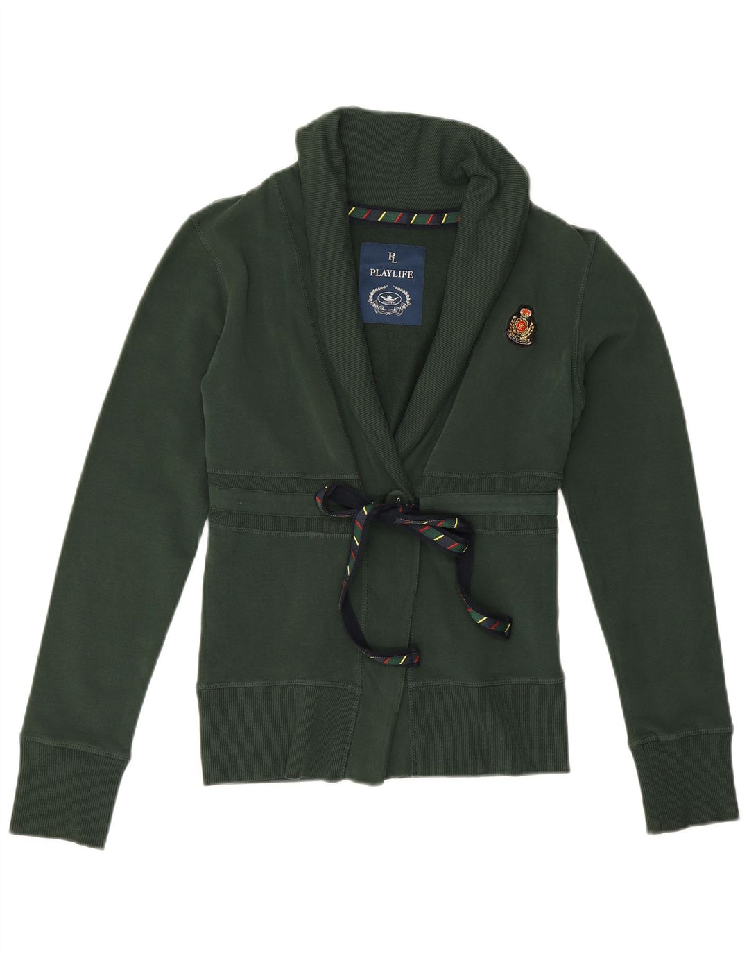 Pulover cardigan pentru femei Playlife UK 10 mic verde bumbac