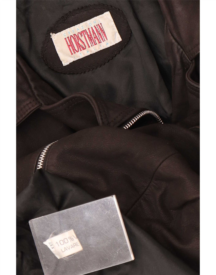 Jachetă de piele vintage pentru femei UK 20 2XL maro