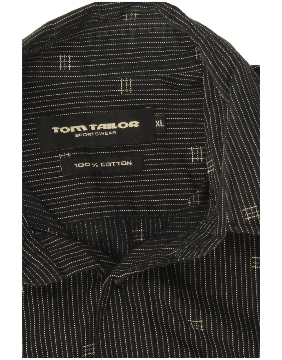 Cămașă pentru bărbați TOM TAILOR XL, bumbac negru cu dungi