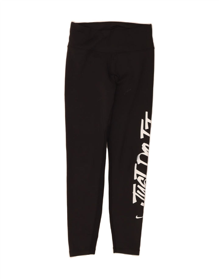 NIKE Womens Graphic Leggings UK 10 Small  Black Polyester Vintage Nike and Second-Hand Nike from Messina Hembry 