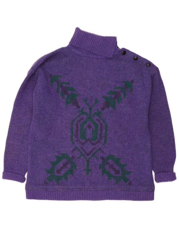 Maurice Abot Pulover cu gât rulat pentru femei UK 16 mare violet geometric