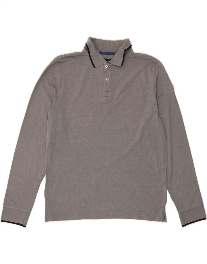 NORTH SAILS Mens Long Sleeve Polo Shirt Medium Grey Cotton Vintage North Sails and Second-Hand North Sails from Messina Hembry 
