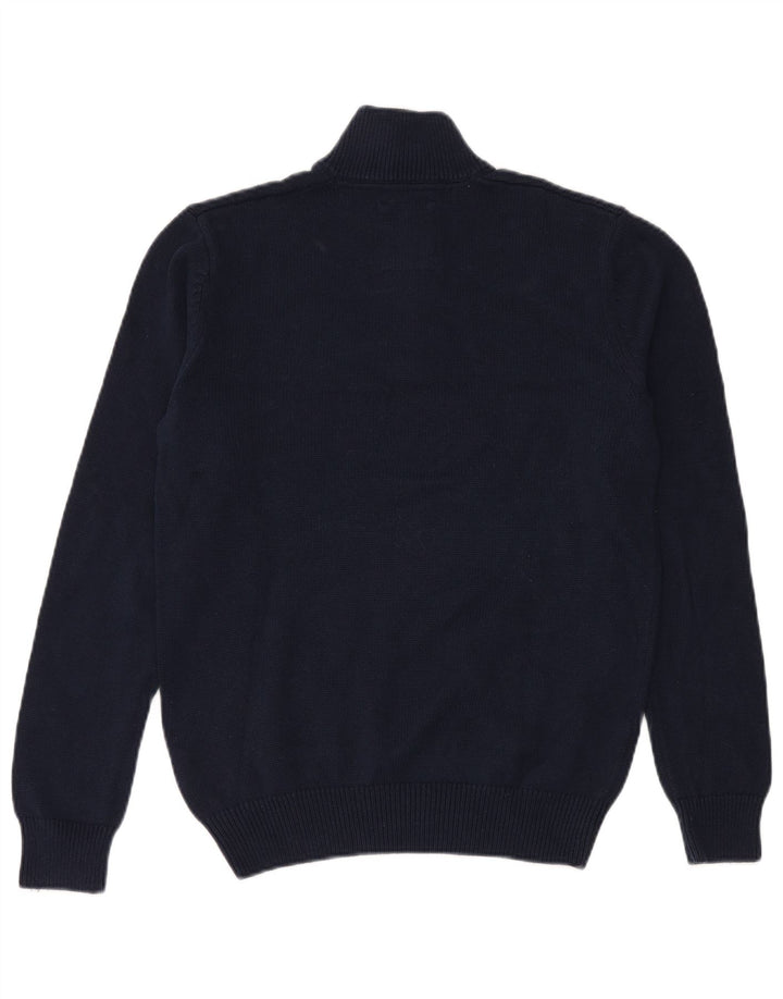 Pulover pentru bărbați Wrangler, cu fermoar și gât, bumbac, albastru bleumarin