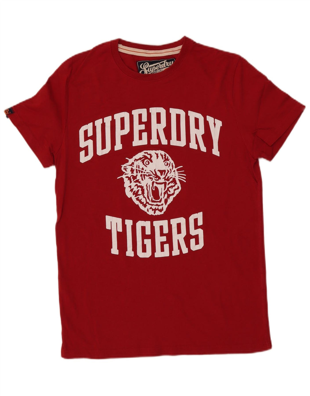 Tricou cu grafic Tigers Superdry pentru bărbați Top din bumbac roșu mediu