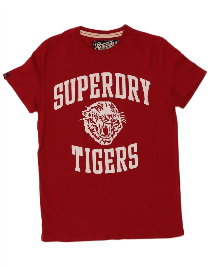 Tricou cu grafic Tigers Superdry pentru bărbați Top din bumbac roșu mediu