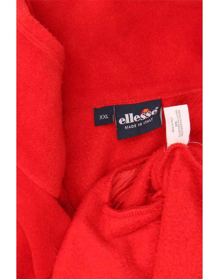 ELLESSE Pulover pentru bărbați, cu fermoar și gât, poliester roșu 2XL