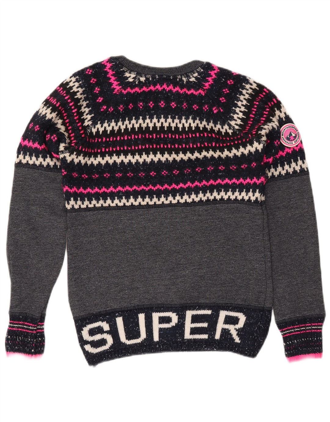 SUPERDRY Pulover cu gât roșu pentru femei UK 6 XS Bleumarin Fair Isle