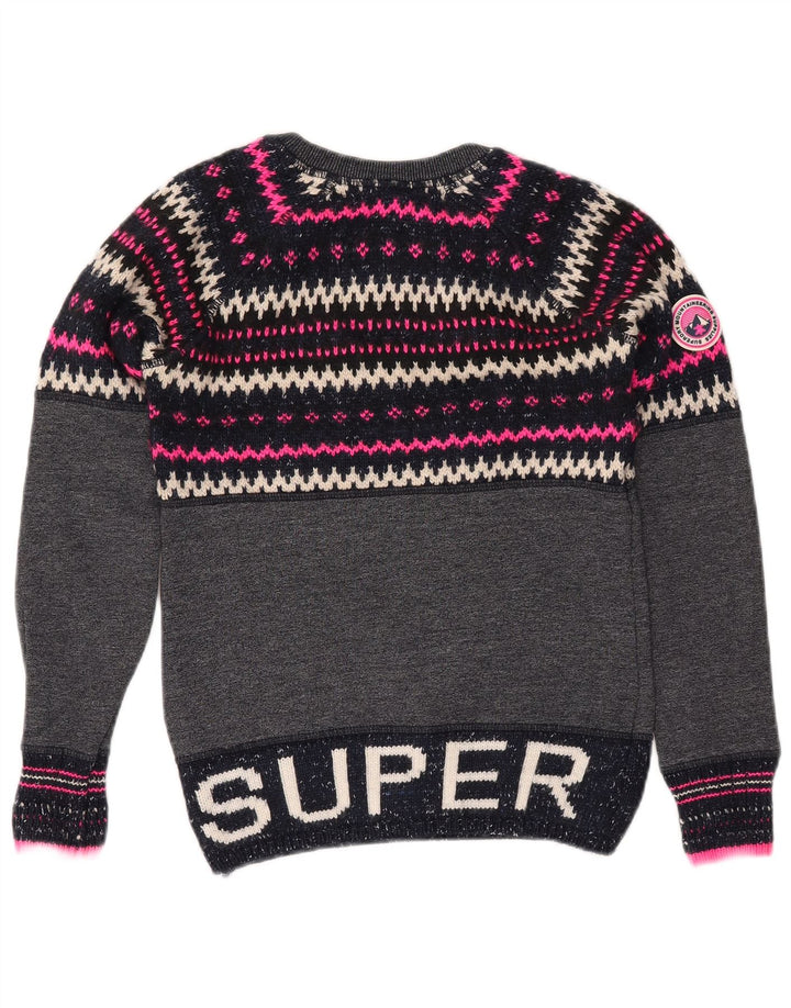 SUPERDRY Pulover cu gât roșu pentru femei UK 6 XS Bleumarin Fair Isle