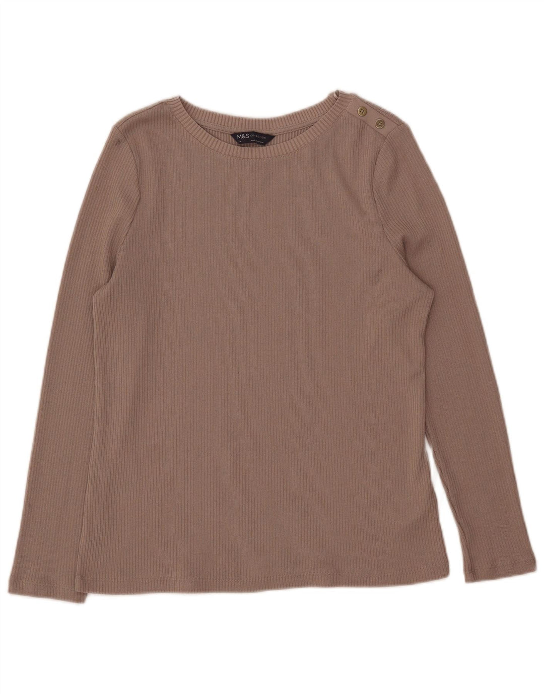 Marks & Spencer Top pentru femei cu mânecă lungă UK 14 Medium Bej Poliester