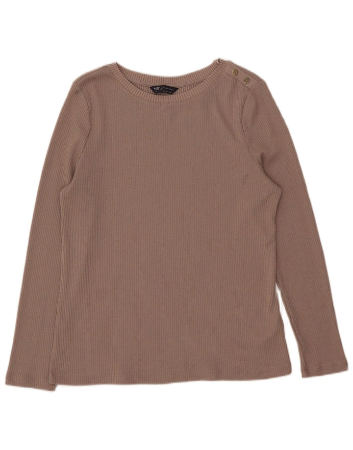 Marks & Spencer Top pentru femei cu mânecă lungă UK 14 Medium Bej Poliester
