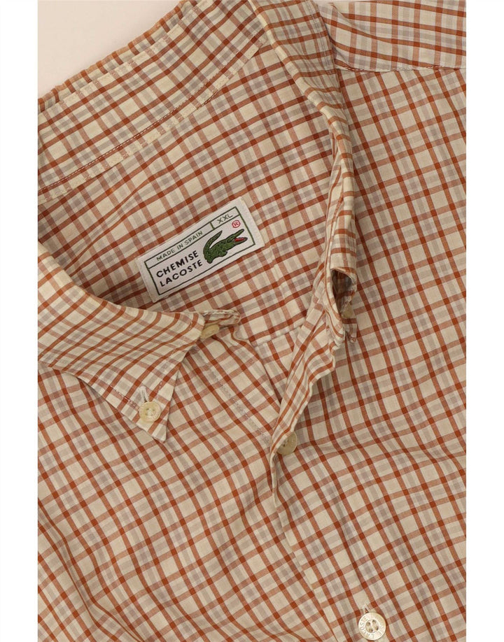 Cămașă cu mânecă scurtă pentru bărbați Lacoste 2XL, maro, carouri