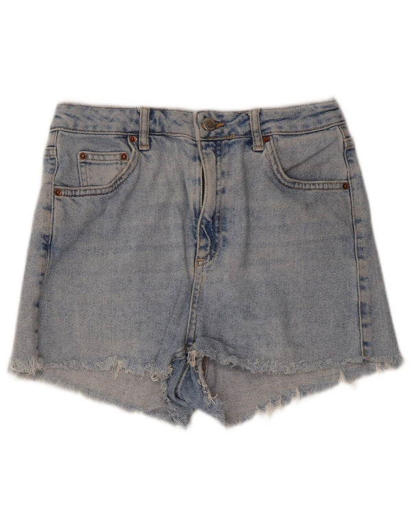 Pantaloni scurți din denim învechit pentru femei Topshop Mom Distressed UK 10 Small W28 Blue Bumbac