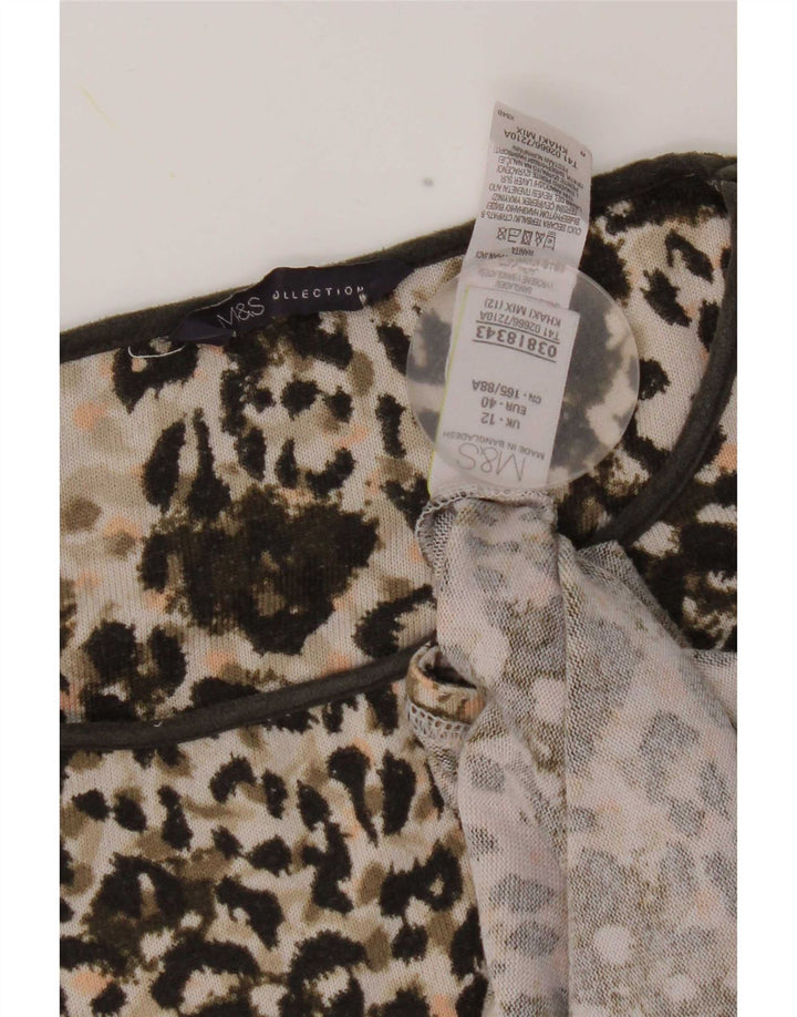 Top cu tunică pentru femei Marks & Spencer UK 12 Medium Kaki Animal Print