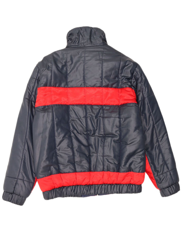 Jachetă căptușită cu glugă vintage pentru bărbați EU 56 3XL Nailon colorblock bleumarin