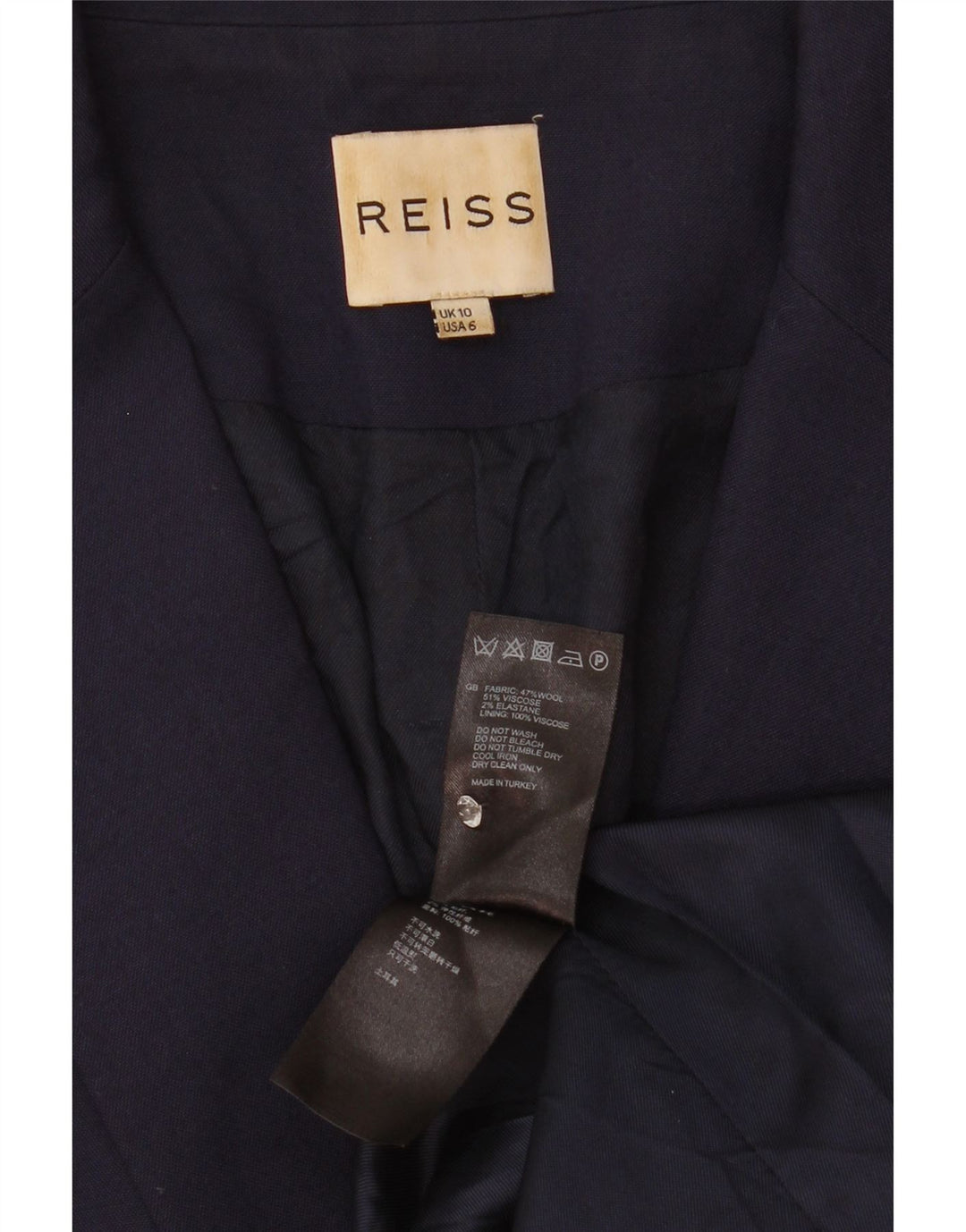Sacou blazer pentru femei Reiss cu 1 nasture UK 10 mic, viscoză bleumarin