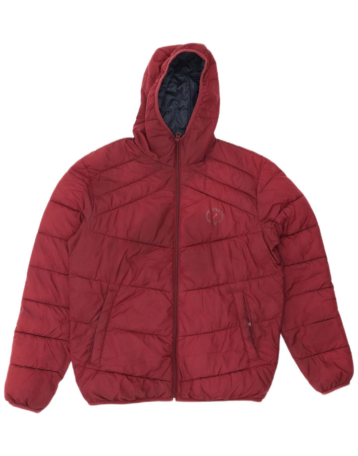 Jachetă căptușită cu glugă pentru bărbați JACK & JONES UK 40 Poliester burgundy mare