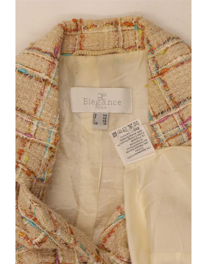 Jachetă Elegance pentru femei, cu 6 nasturi, UK 18 XL, bumbac cu carouri bej