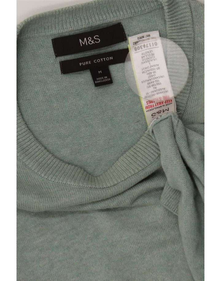 Pulover pentru bărbați Marks & Spencer, cu gât de barcă, bumbac verde mediu