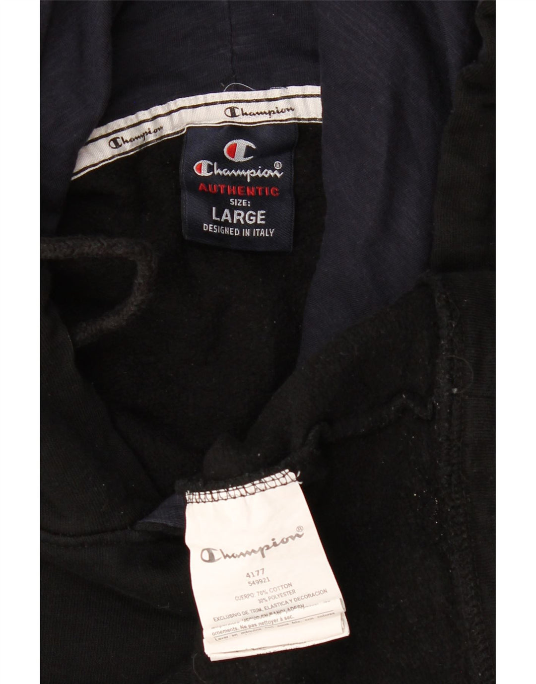 Pulover cu glugă cu grafic pentru bărbați CHAMPION, bumbac mare, negru