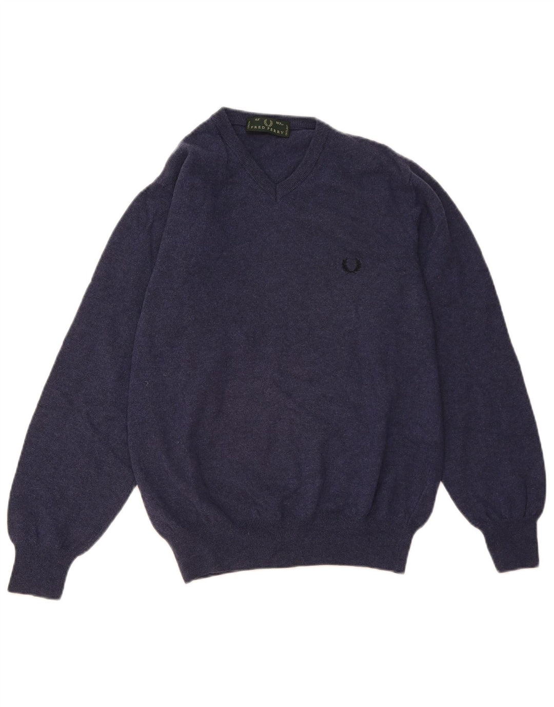 FRED PERRY Pulover cu decolteu în V pentru bărbați, lână medie albastru bleumarin